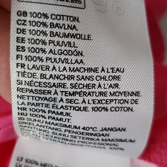 H&M PINK PUFF SLEEVE COTTON TOP XS - Picture 7 of 8